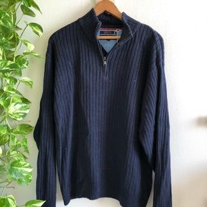 Tommy Hilfiger Navy Knit Quarter Zip Sweater
